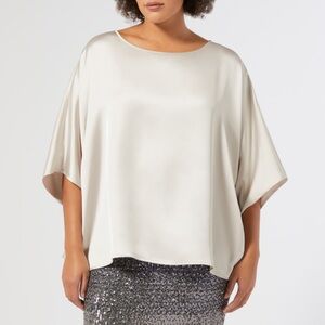 Lafayette 148 silk satin holiday blouse plus size 2x new